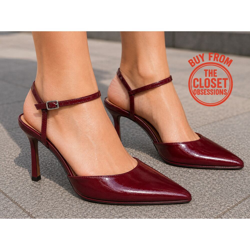 ZARA Cherry Red Slingback Heels Pointed Toe Pumps NWT Sizes 7.5 9 10